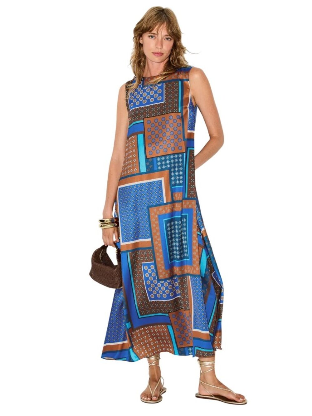 MISA Los Angeles Blue Sylvie Dress in Medium Womens Satin Long Maxi